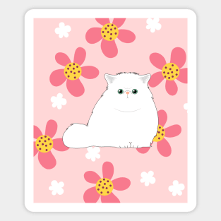 Persian Kitten and Flowers Magnet